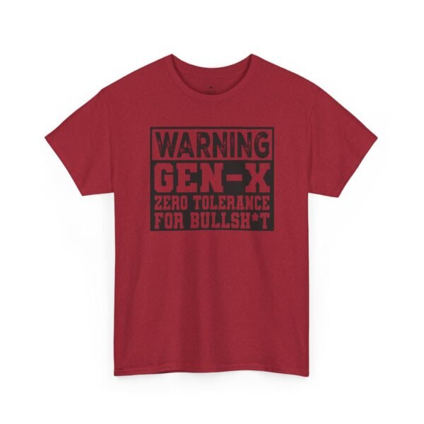 9334919975288824772_2048.jpeg Unisex t-shirt from Twisted Angell with the sarcastic phrase “Gen-X Warning - Zero Tolerance for Bullsh*t” printed on the front.
