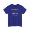 Unisex t-shirt from Twisted Angell with the sarcastic phrase “Most Likely To Shake The Presents” printed on the front.