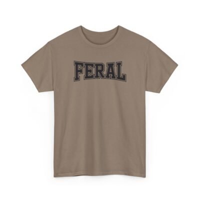 Unisex t-shirt from Twisted Angell with the sarcastic phrase “Feral” printed on the front.