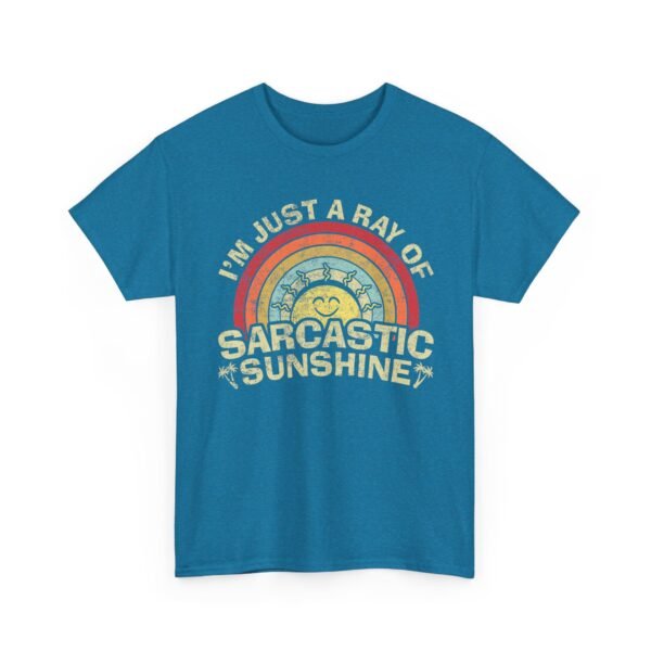 Unisex t-shirt from Twisted Angell with the sarcastic phrase “I'm Just A Ray Of Sarcastic Sunshine” printed on the front.