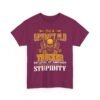 Unisex t-shirt from Twisted Angell with the sarcastic phrase “I'm A Grumpy Old Trucker, My Level Of Sarcasm Depends On Your Level Of Stupidity” printed on the front.