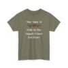 Unisex t-shirt from Twisted Angell with the sarcastic phrase “Most Likely To Hide In The Supply Closet For Peace” printed on the front.