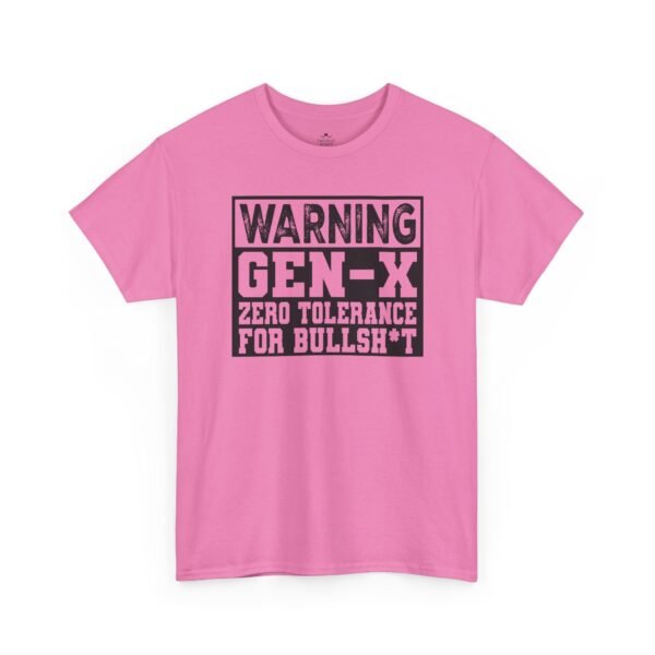 9572630139123232105_2048.jpeg Unisex t-shirt from Twisted Angell with the sarcastic phrase “Gen-X Warning - Zero Tolerance for Bullsh*t” printed on the front.