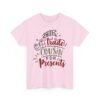 Unisex t-shirt from Twisted Angell with the sarcastic phrase “Will Trade Cousin for Presents” printed on the front.