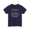 Unisex t-shirt from Twisted Angell with the sarcastic phrase “Most Likely To Pretend Their Zoom Camera Is 'Broken” printed on the front.