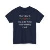 Unisex t-shirt from Twisted Angell with the sarcastic phrase “Most Likely to Use AI To Write Their Holiday Card” printed on the front.
