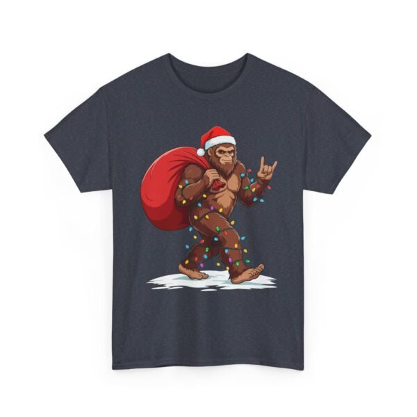 Unisex t-shirt from Twisted Angell with the sarcastic phrase “Holiday Bigfoot” printed on the front.