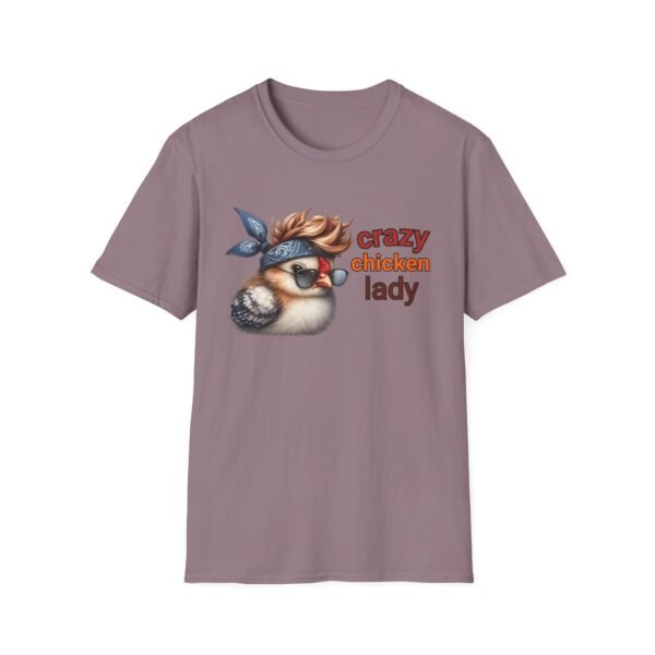 Unisex t-shirt from Twisted Angell with the sarcastic phrase “Crazy Chicken Lady” printed on the front.