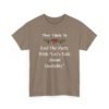 Unisex t-shirt from Twisted Angell with the sarcastic phrase “Most Likely To End The Party With Let's Talk About Mortality” printed on the front.