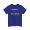 Unisex t-shirt from Twisted Angell with the sarcastic phrase “Most Likely To Hide The Elf So No One Finds It” printed on the front.
