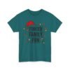 Unisex t-shirt from Twisted Angell with the sarcastic phrase “Forced Family Fun” printed on the front.