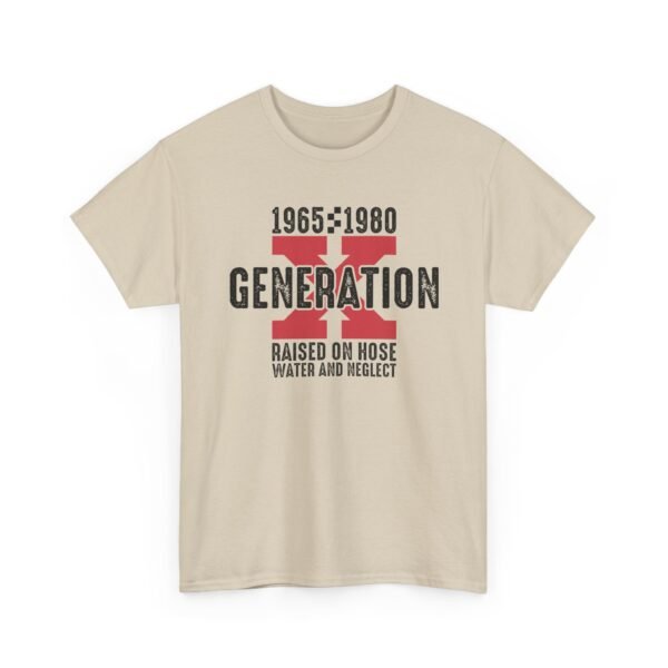 9942763027932146860_2048.jpeg Sarcastic apparel design from Twisted Angell with the phrase “Generation X T‑Shirt (1965–1980) - Raised on Noise, Water and Neglect” printed on the front.