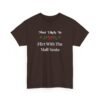 Unisex t-shirt from Twisted Angell with the sarcastic phrase “Most Likely To Flirt With The Mall Santa” printed on the front.