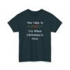 Unisex t-shirt from Twisted Angell with the sarcastic phrase “Most Likely To Cry When Christmas Is Over” printed on the front.