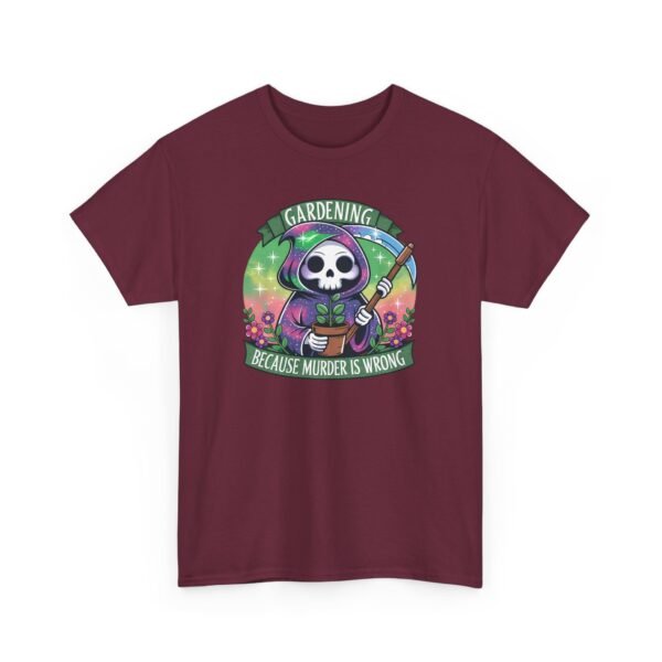Gardening Skull Tee — "Gardening Because Murder's Wrong" Funny Plant Lover Shirt