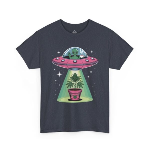 Alien UFO Abduction — Cute Green Alien Beaming Up Potted Marijuana Plant