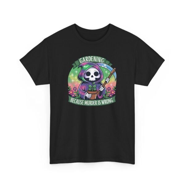 Gardening Skull Tee — "Gardening Because Murder's Wrong" Funny Plant Lover Shirt