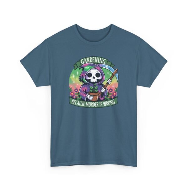 Gardening Skull Tee — "Gardening Because Murder's Wrong" Funny Plant Lover Shirt