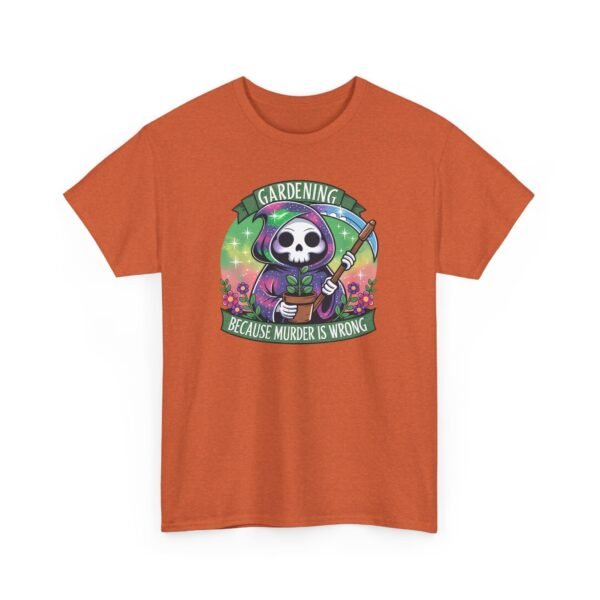 Gardening Skull Tee — "Gardening Because Murder's Wrong" Funny Plant Lover Shirt