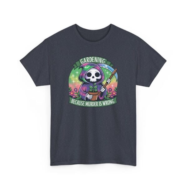 Gardening Skull Tee — "Gardening Because Murder's Wrong" Funny Plant Lover Shirt