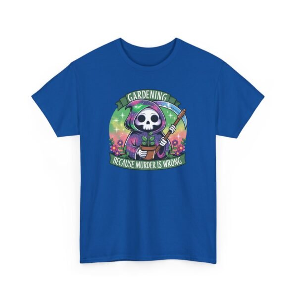 Gardening Skull Tee — "Gardening Because Murder's Wrong" Funny Plant Lover Shirt