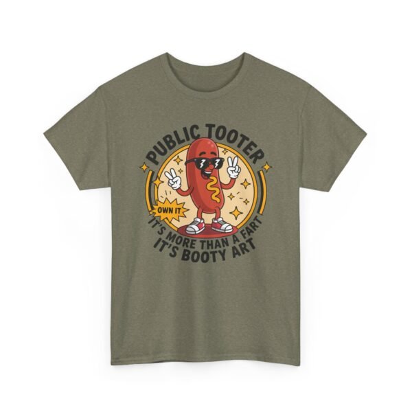 T-Shirt — "Public Tooter" Funny Hot Dog Graphic Tee (It’s More Than A Fart, It’s Booty Art)