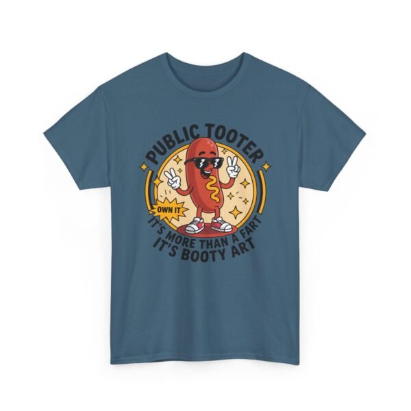 T-Shirt — "Public Tooter" Funny Hot Dog Graphic Tee (It’s More Than A Fart, It’s Booty Art)