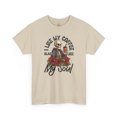 "Like My Coffee Black Like My Soul" Skeleton Floral T-Shirt