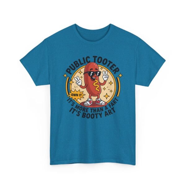 T-Shirt — "Public Tooter" Funny Hot Dog Graphic Tee (It’s More Than A Fart, It’s Booty Art)