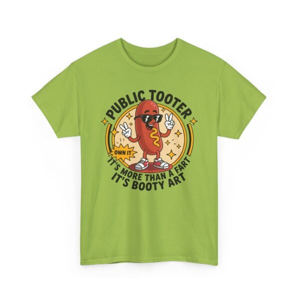 T-Shirt — "Public Tooter" Funny Hot Dog Graphic Tee (It’s More Than A Fart, It’s Booty Art)