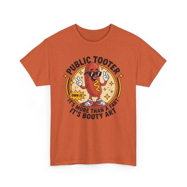 T-Shirt — "Public Tooter" Funny Hot Dog Graphic Tee (It’s More Than A Fart, It’s Booty Art)
