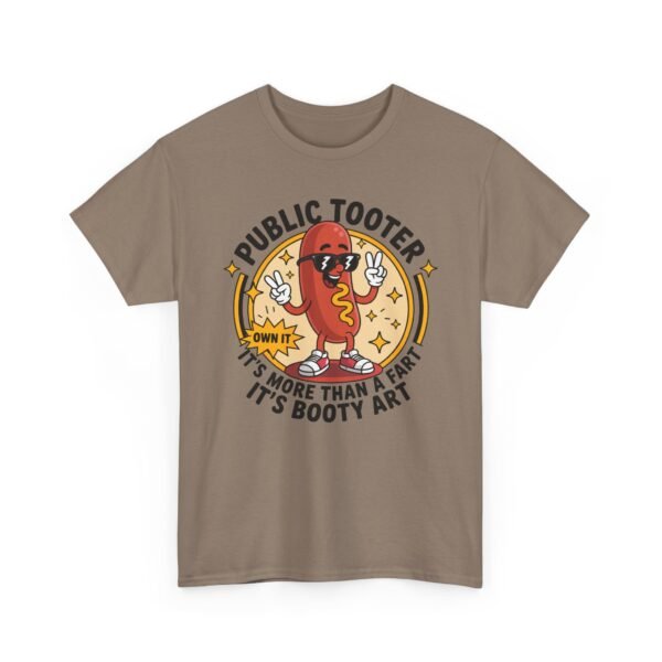 T-Shirt — "Public Tooter" Funny Hot Dog Graphic Tee (It’s More Than A Fart, It’s Booty Art)