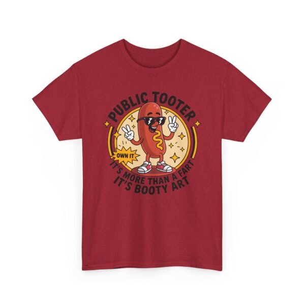 T-Shirt — "Public Tooter" Funny Hot Dog Graphic Tee (It’s More Than A Fart, It’s Booty Art)