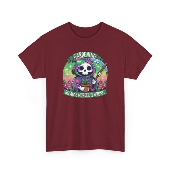Gardening Skull Tee — "Gardening Because Murder's Wrong" Funny Plant Lover Shirt