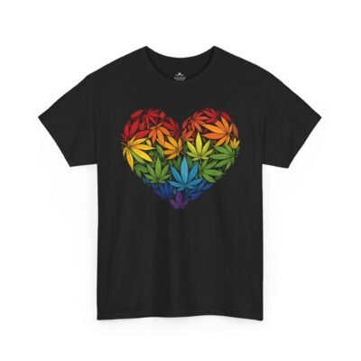 Rainbow Cannabis Leaf Heart