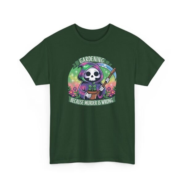 Gardening Skull Tee — "Gardening Because Murder's Wrong" Funny Plant Lover Shirt