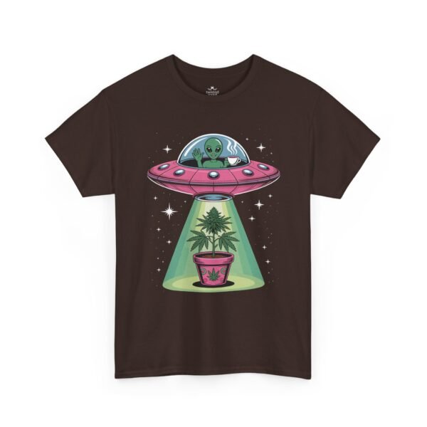 Alien UFO Abduction — Cute Green Alien Beaming Up Potted Marijuana Plant