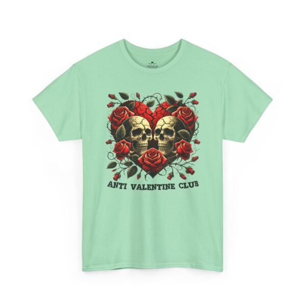 Anti Valentine Club T‑Shirt – Skull Heart with Roses
