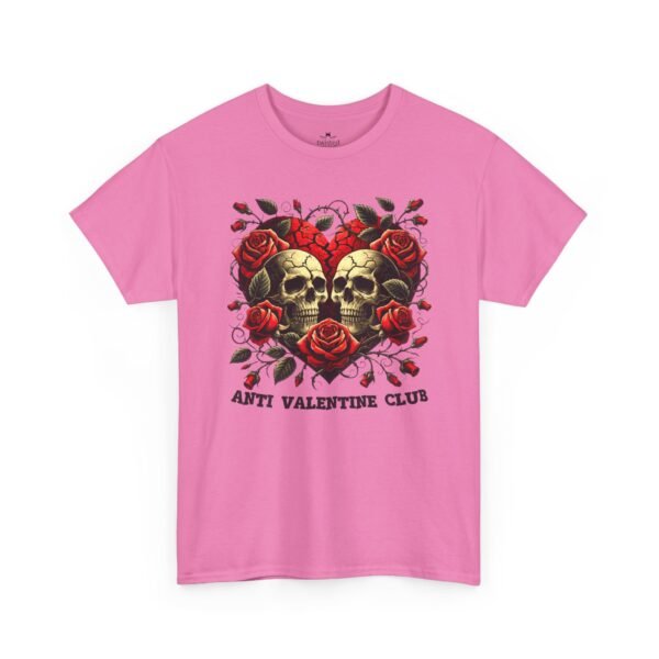 Anti Valentine Club T‑Shirt – Skull Heart with Roses