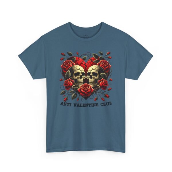 Anti Valentine Club T‑Shirt – Skull Heart with Roses