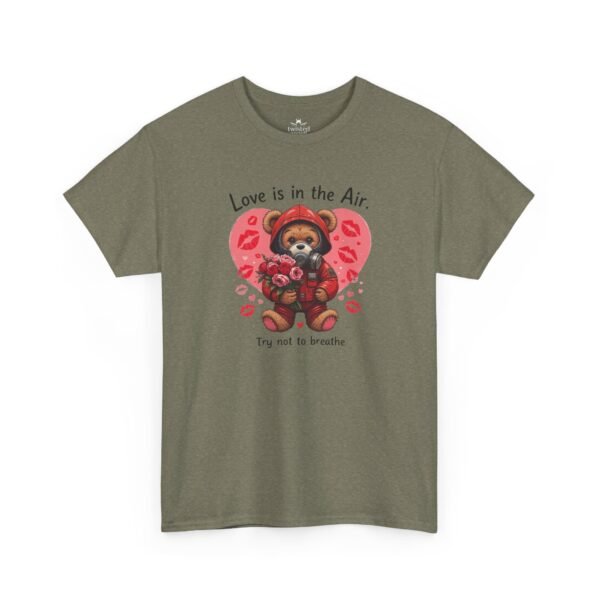 Love Is in the Air Teddy Bear T‑Shirt — 'Try Not to Breathe' Cute Valentine Tee