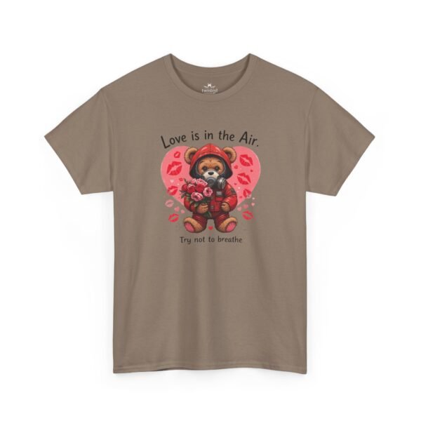 Love Is in the Air Teddy Bear T‑Shirt — 'Try Not to Breathe' Cute Valentine Tee