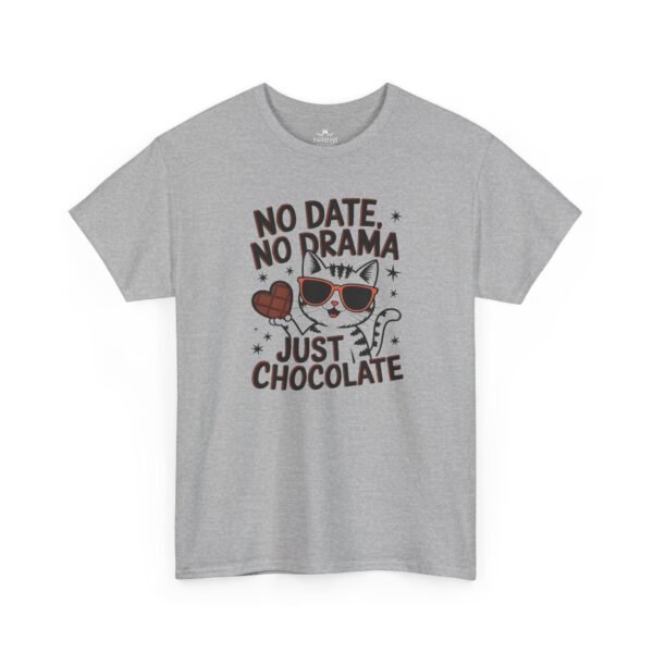 "No Date, No Drama, Just Chocolate" Cute Cat Valentine Tee