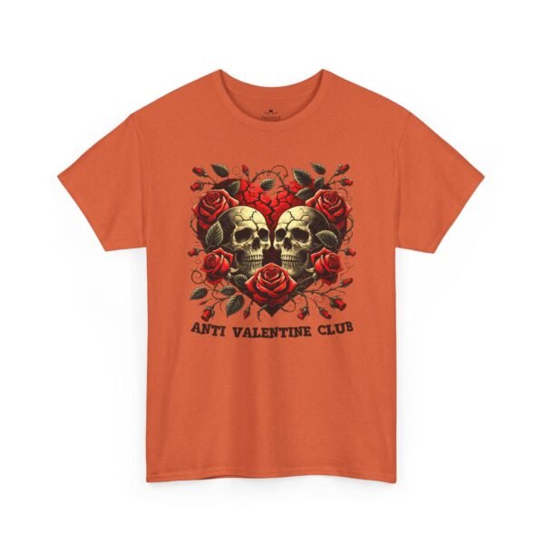 Anti Valentine Club T‑Shirt – Skull Heart with Roses