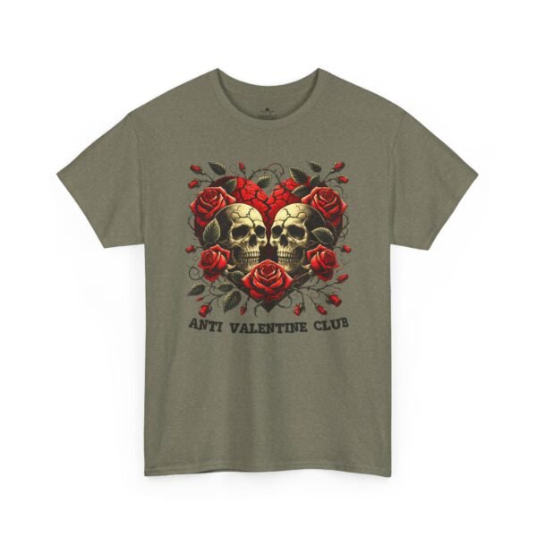 Anti Valentine Club T‑Shirt – Skull Heart with Roses