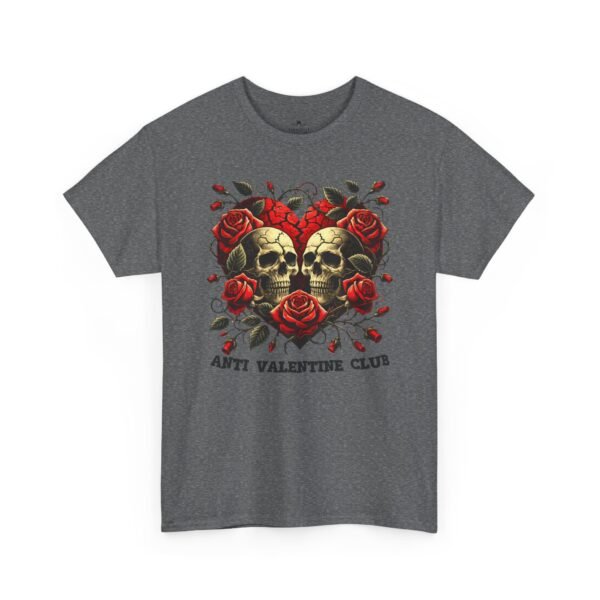 Anti Valentine Club T‑Shirt – Skull Heart with Roses