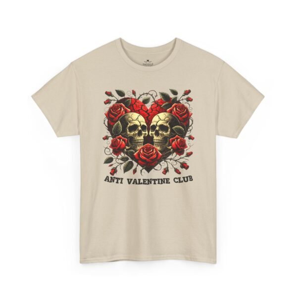 Anti Valentine Club T‑Shirt – Skull Heart with Roses