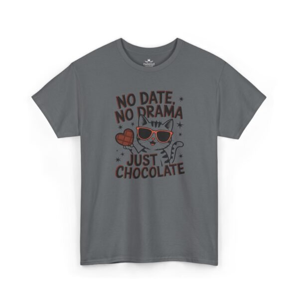 "No Date, No Drama, Just Chocolate" Cute Cat Valentine Tee