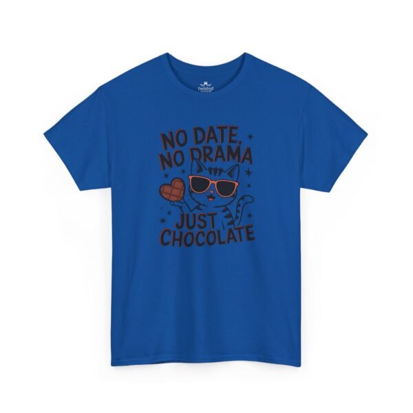 "No Date, No Drama, Just Chocolate" Cute Cat Valentine Tee