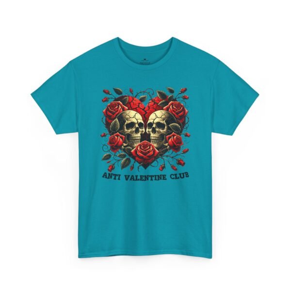 Anti Valentine Club T‑Shirt – Skull Heart with Roses